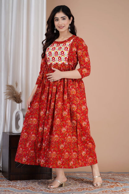 Basant Bliss & Valentine's Verve Maternity Kurti Combo - Nevisha Style