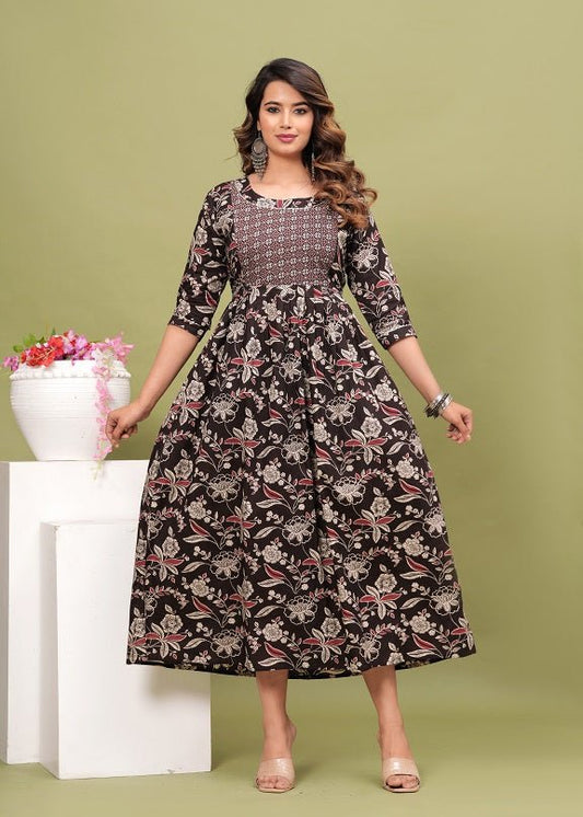 Black berry cotton maternity and feeding kurti - Nevisha Style