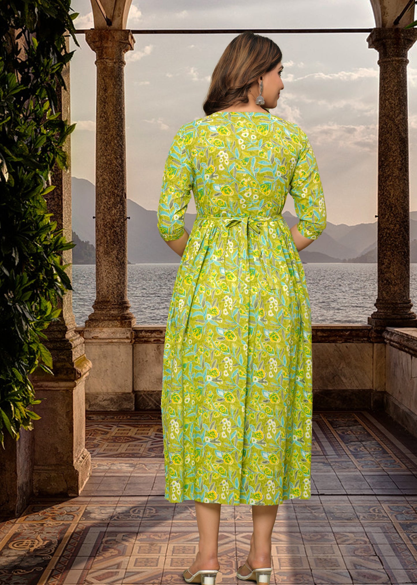 Carry green rayon maternity and feeding kurti